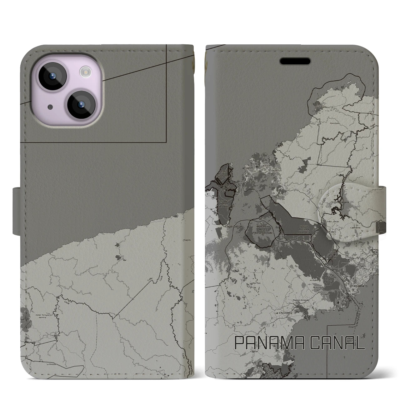 【パナマ運河(パナマ)】地図柄iPhoneケース(手帳タイプ)