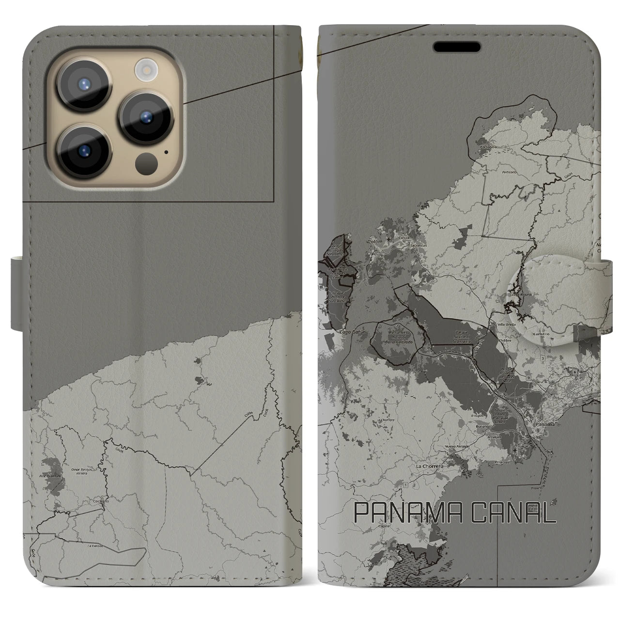 【パナマ運河(パナマ)】地図柄iPhoneケース(手帳タイプ)