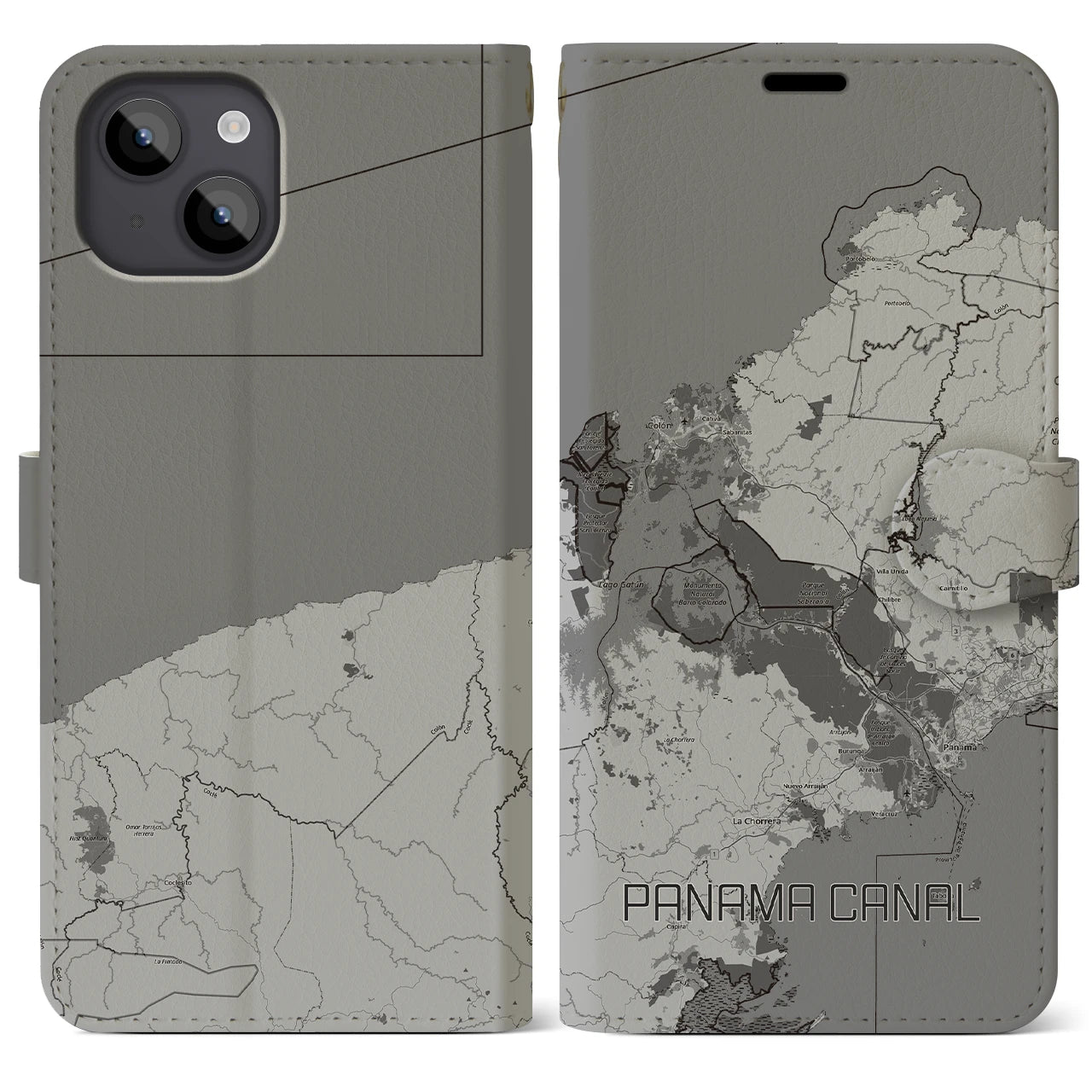 【パナマ運河(パナマ)】地図柄iPhoneケース(手帳タイプ)