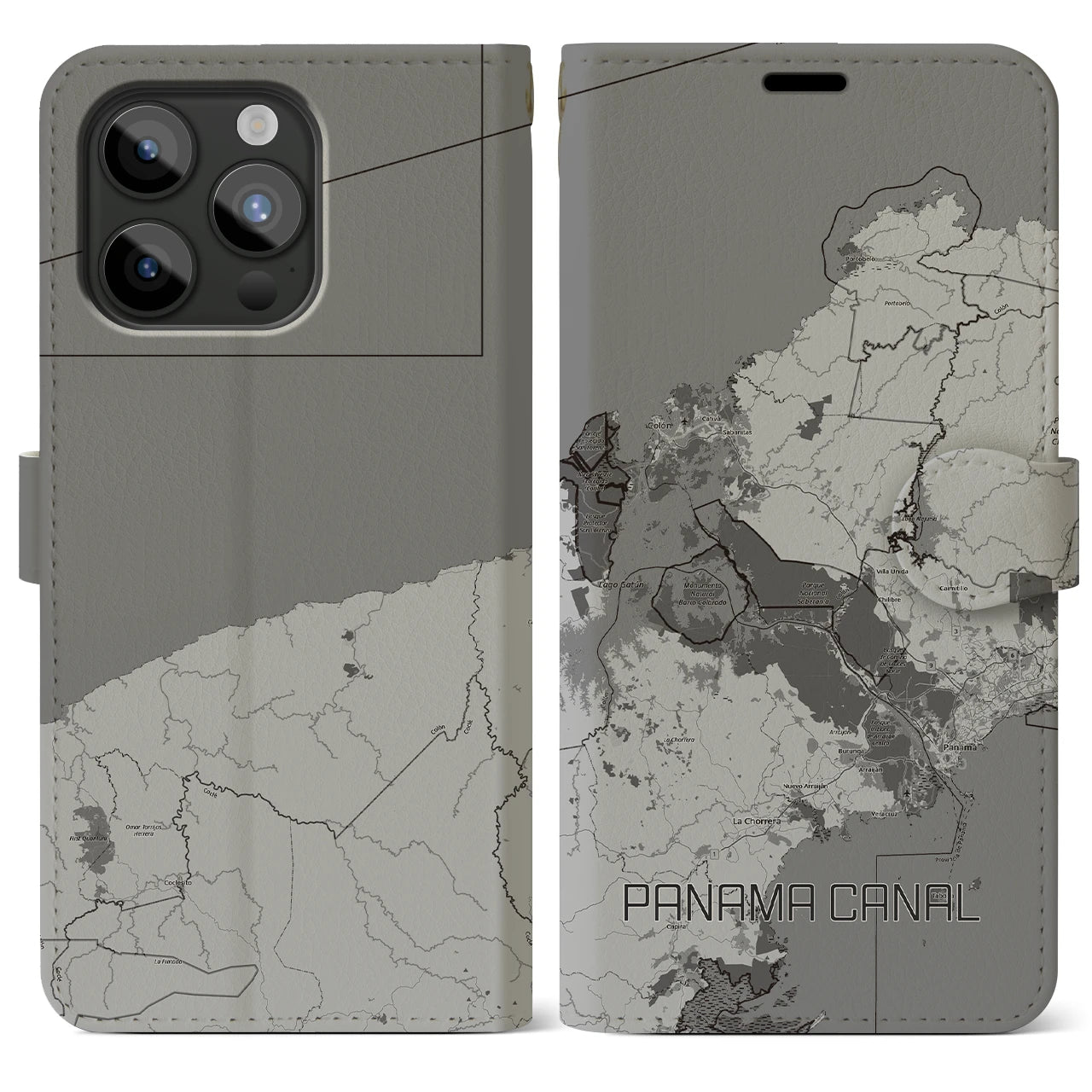 【パナマ運河(パナマ)】地図柄iPhoneケース(手帳タイプ)