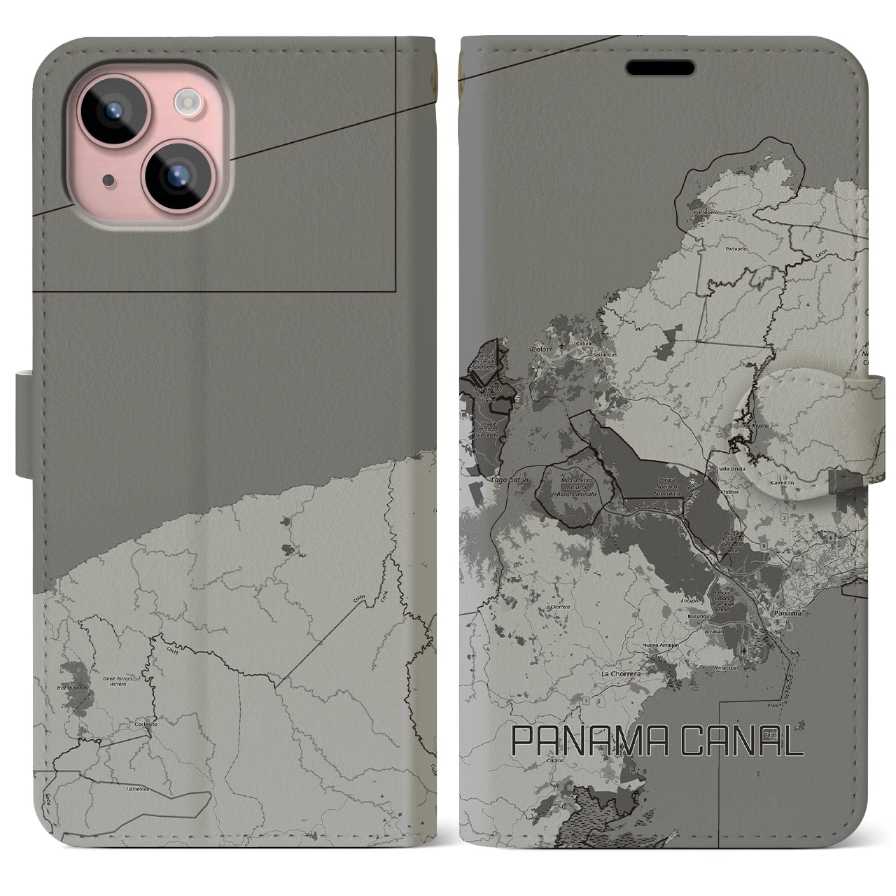 【パナマ運河(パナマ)】地図柄iPhoneケース(手帳タイプ)