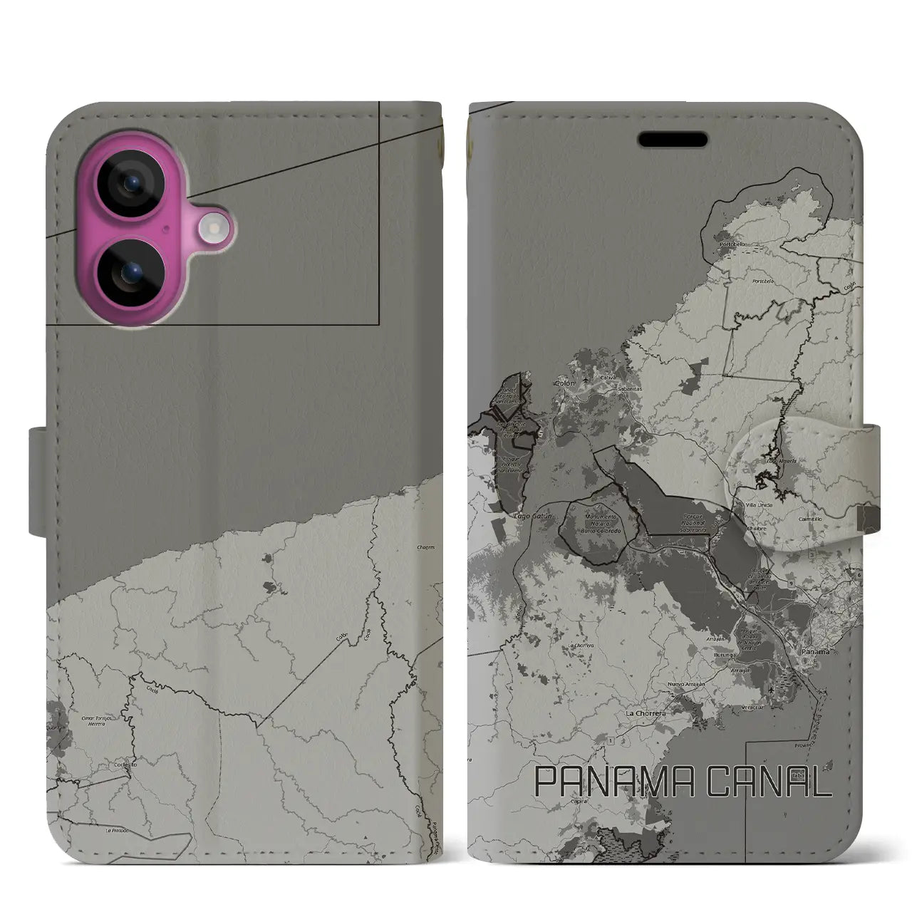 【パナマ運河(パナマ)】地図柄iPhoneケース(手帳タイプ)