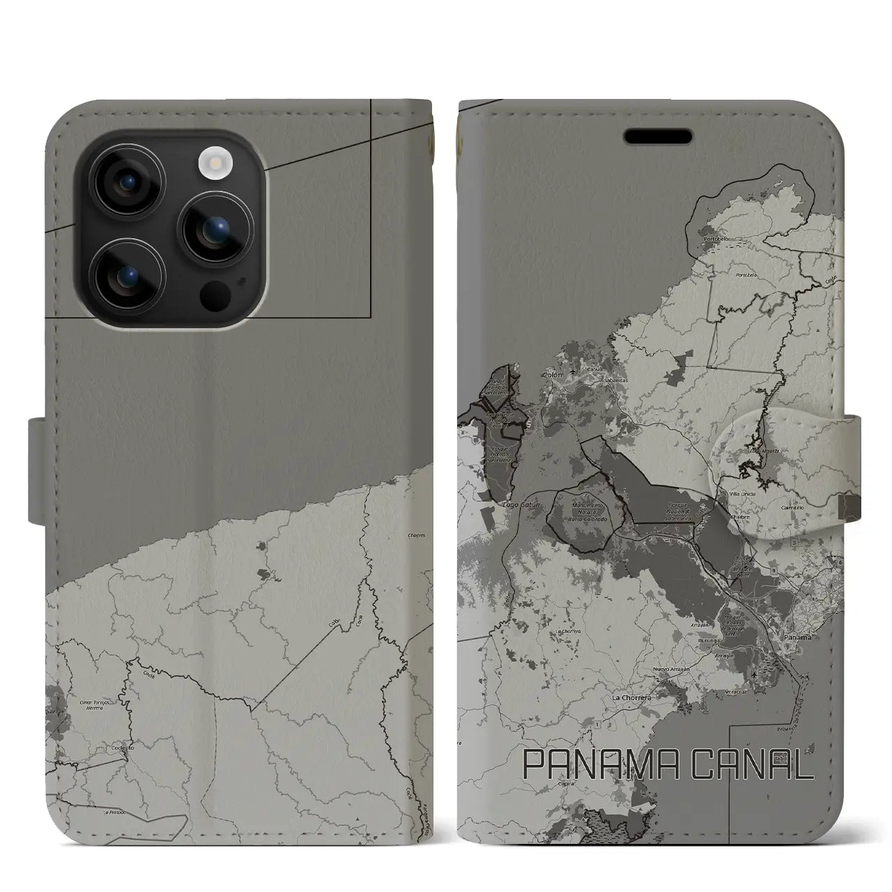 【パナマ運河(パナマ)】地図柄iPhoneケース(手帳タイプ)