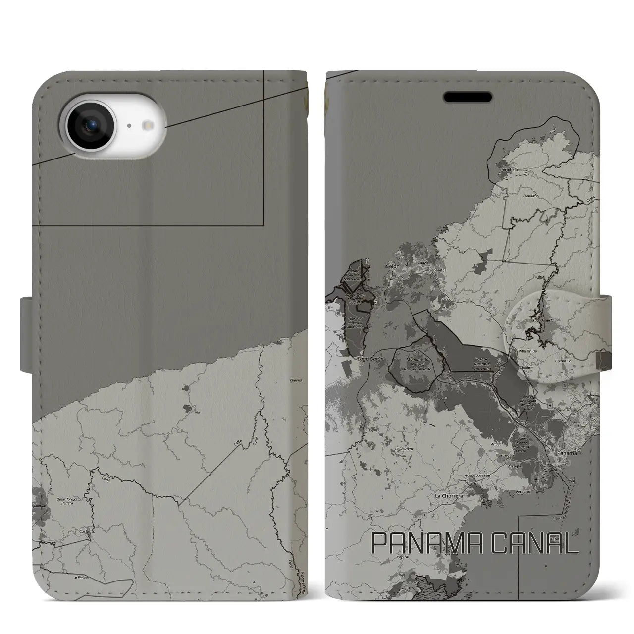 【パナマ運河(パナマ)】地図柄iPhoneケース(手帳タイプ)