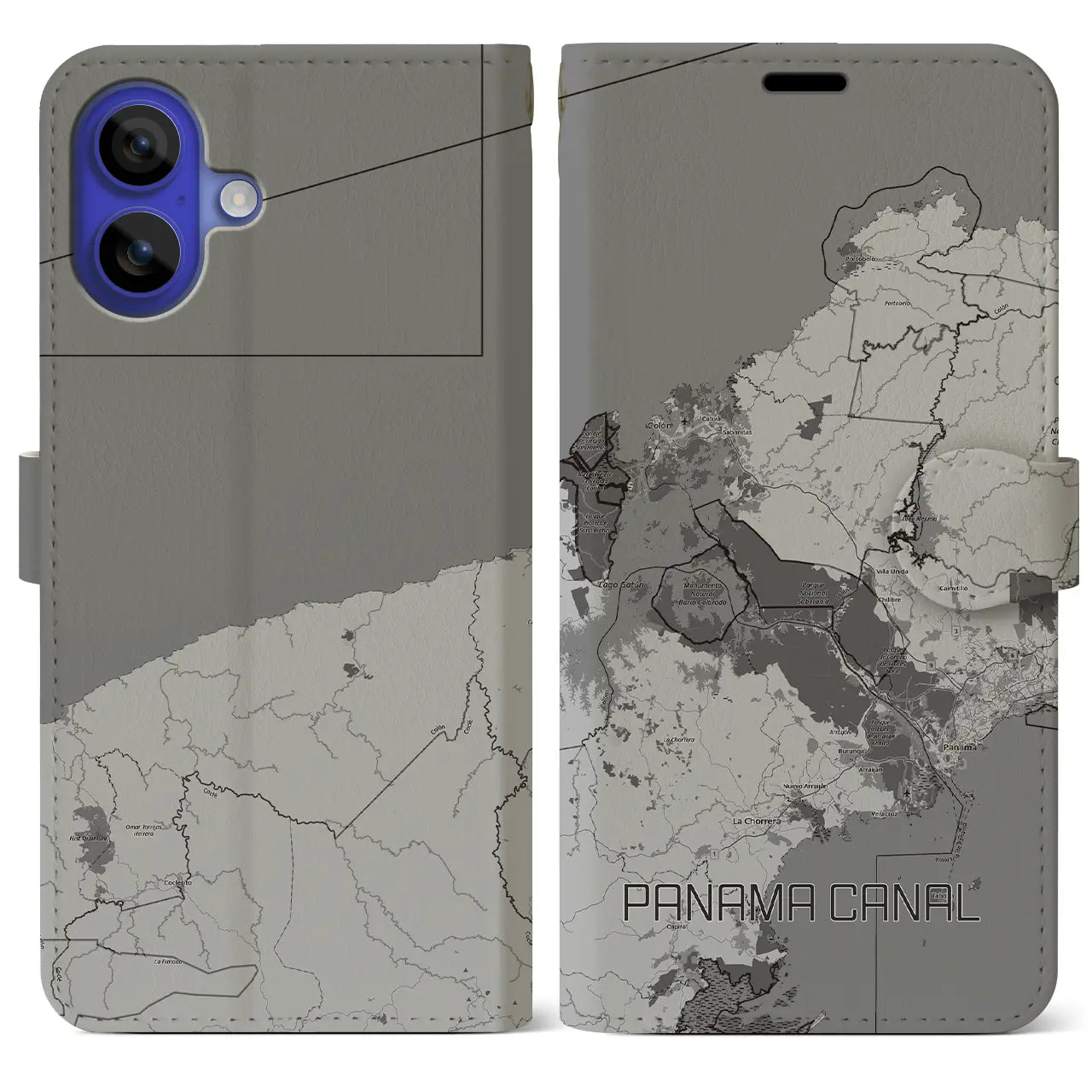 【パナマ運河(パナマ)】地図柄iPhoneケース(手帳タイプ)