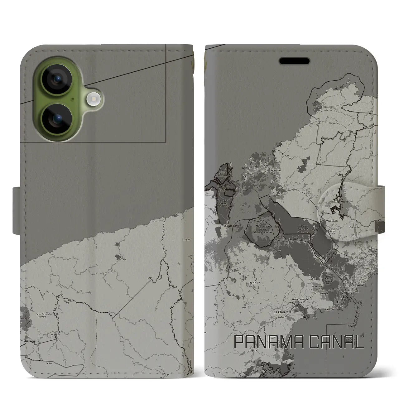 【パナマ運河(パナマ)】地図柄iPhoneケース(手帳タイプ)