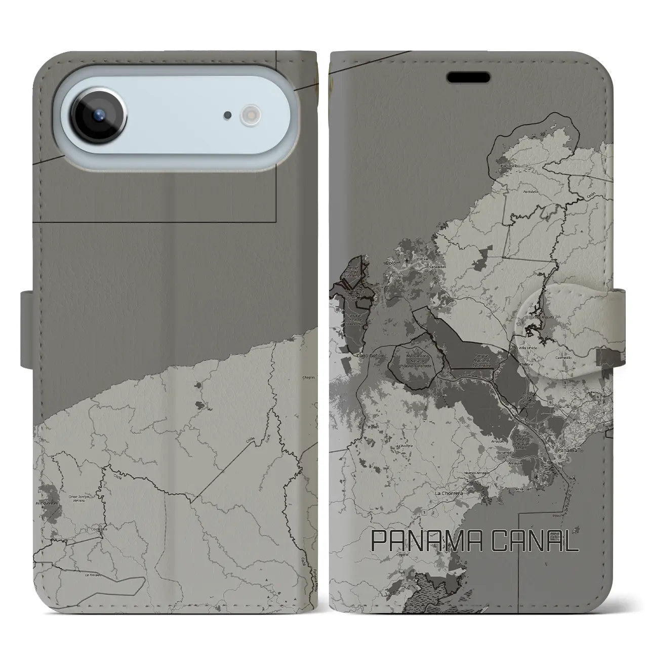 【パナマ運河(パナマ)】地図柄iPhoneケース(手帳タイプ)