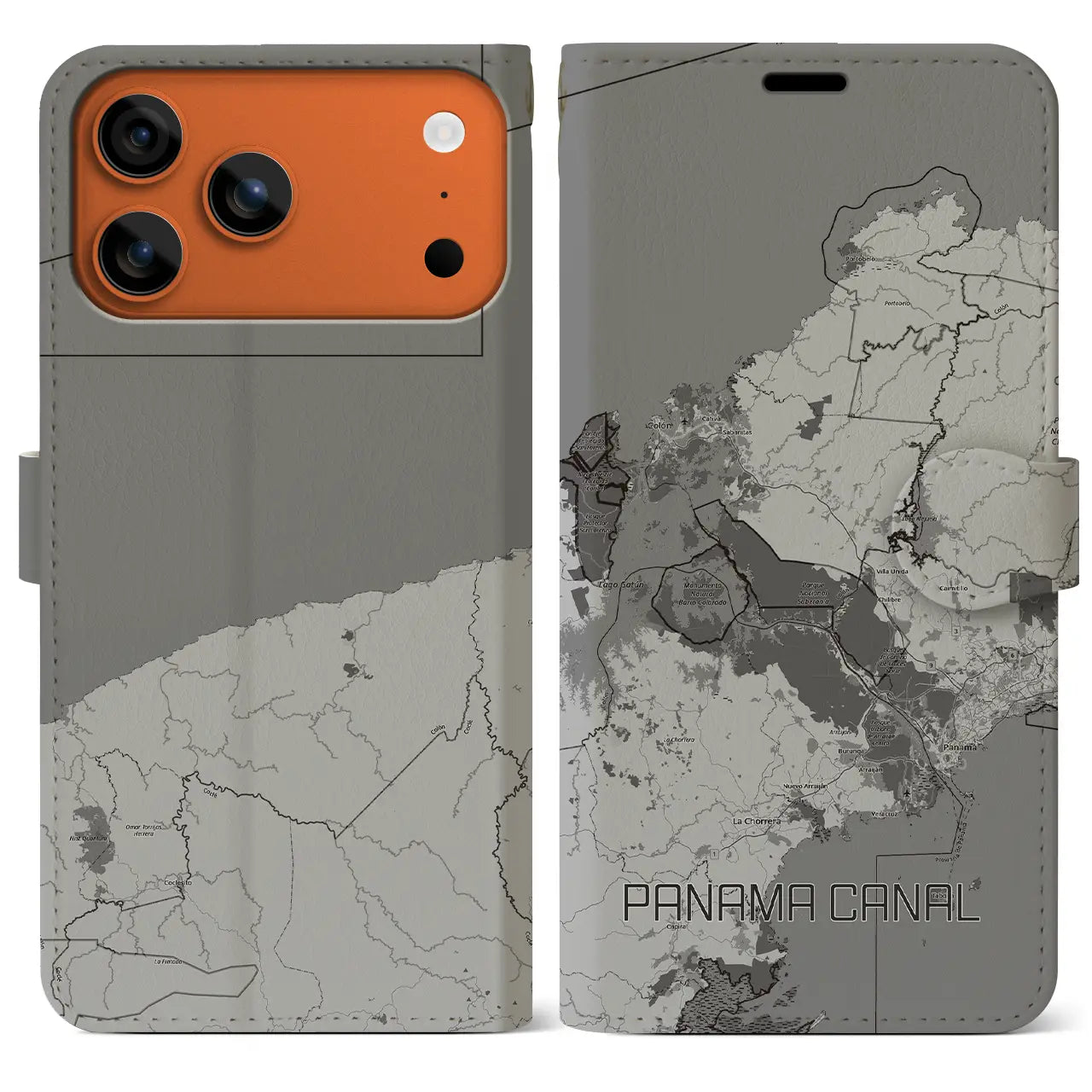 【パナマ運河(パナマ)】地図柄iPhoneケース(手帳タイプ)