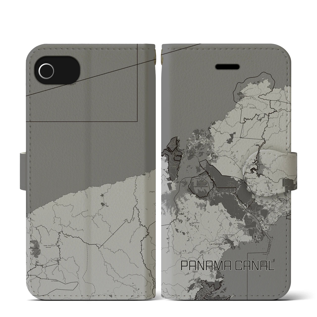 【パナマ運河(パナマ)】地図柄iPhoneケース(手帳タイプ)