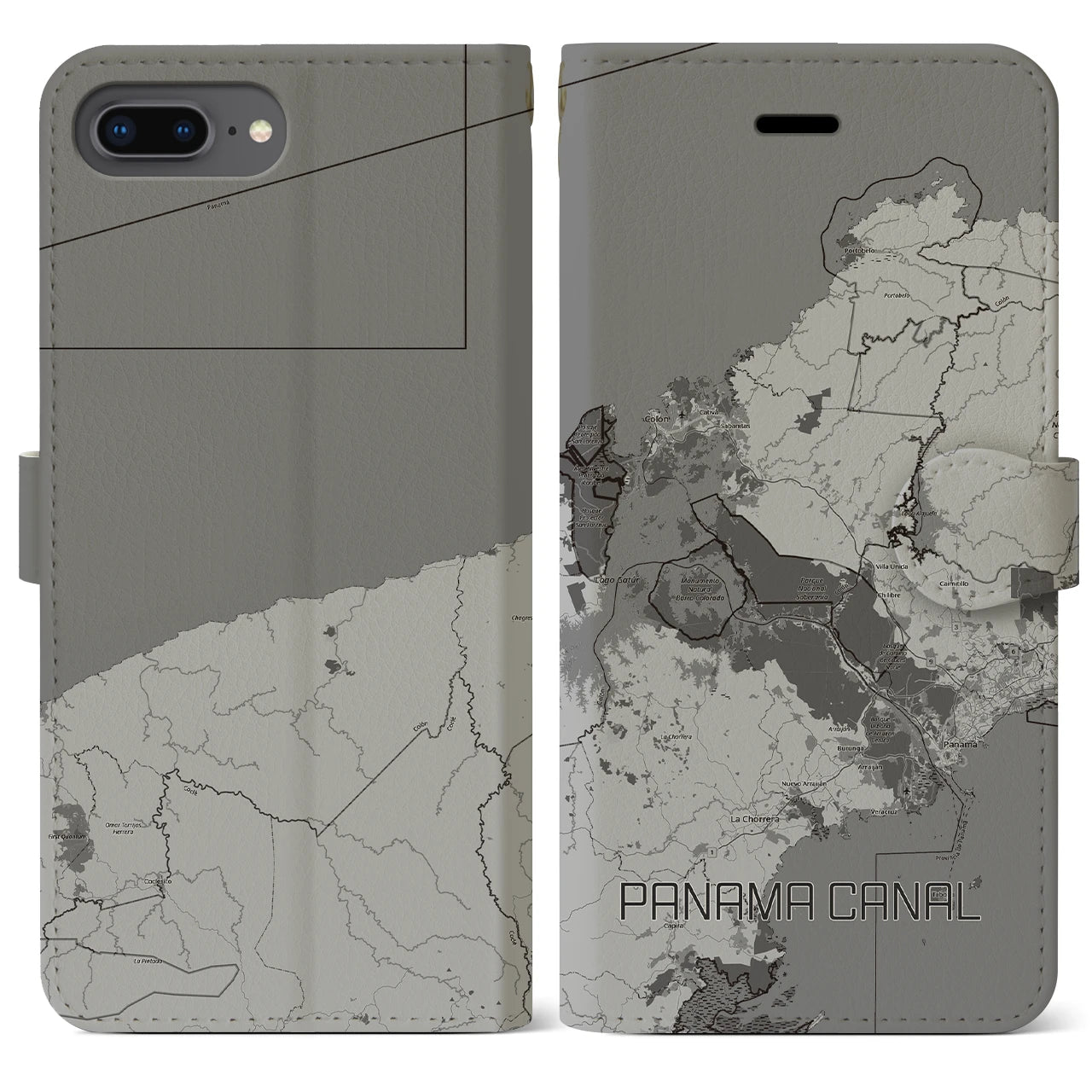 【パナマ運河(パナマ)】地図柄iPhoneケース(手帳タイプ)