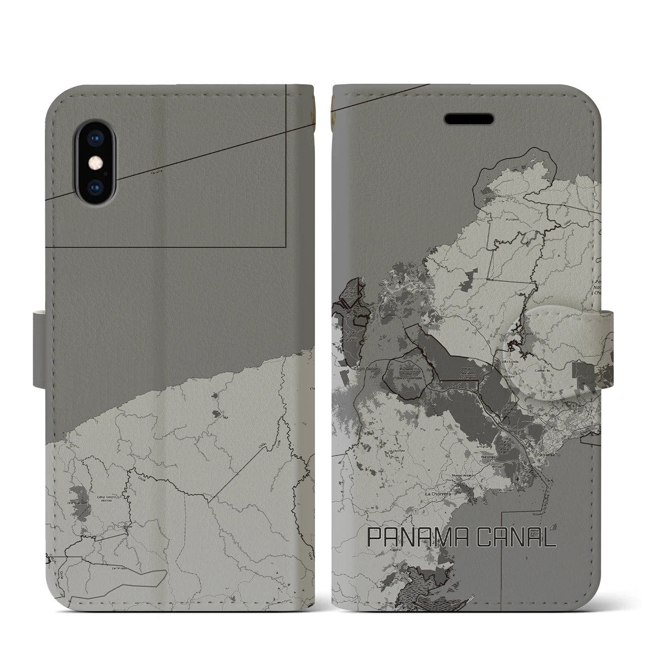 【パナマ運河(パナマ)】地図柄iPhoneケース(手帳タイプ)