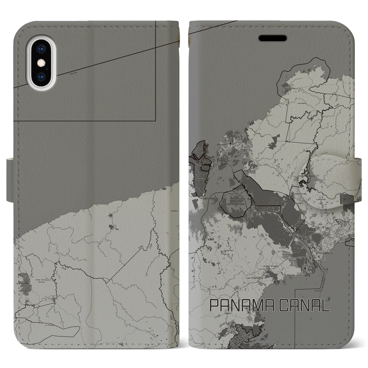 【パナマ運河(パナマ)】地図柄iPhoneケース(手帳タイプ)