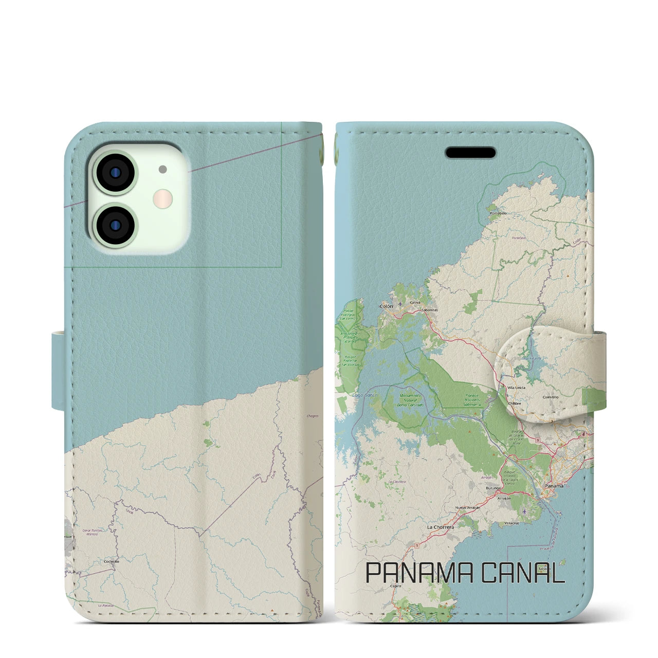 【パナマ運河(パナマ)】地図柄iPhoneケース(手帳タイプ)