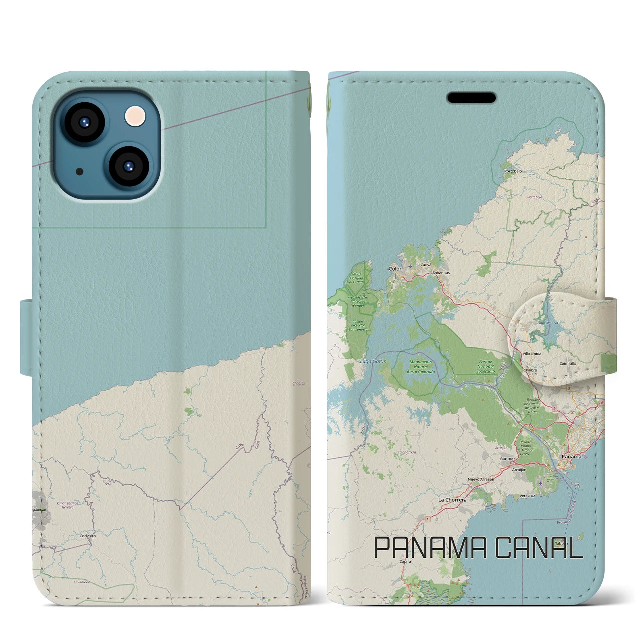 【パナマ運河(パナマ)】地図柄iPhoneケース(手帳タイプ)