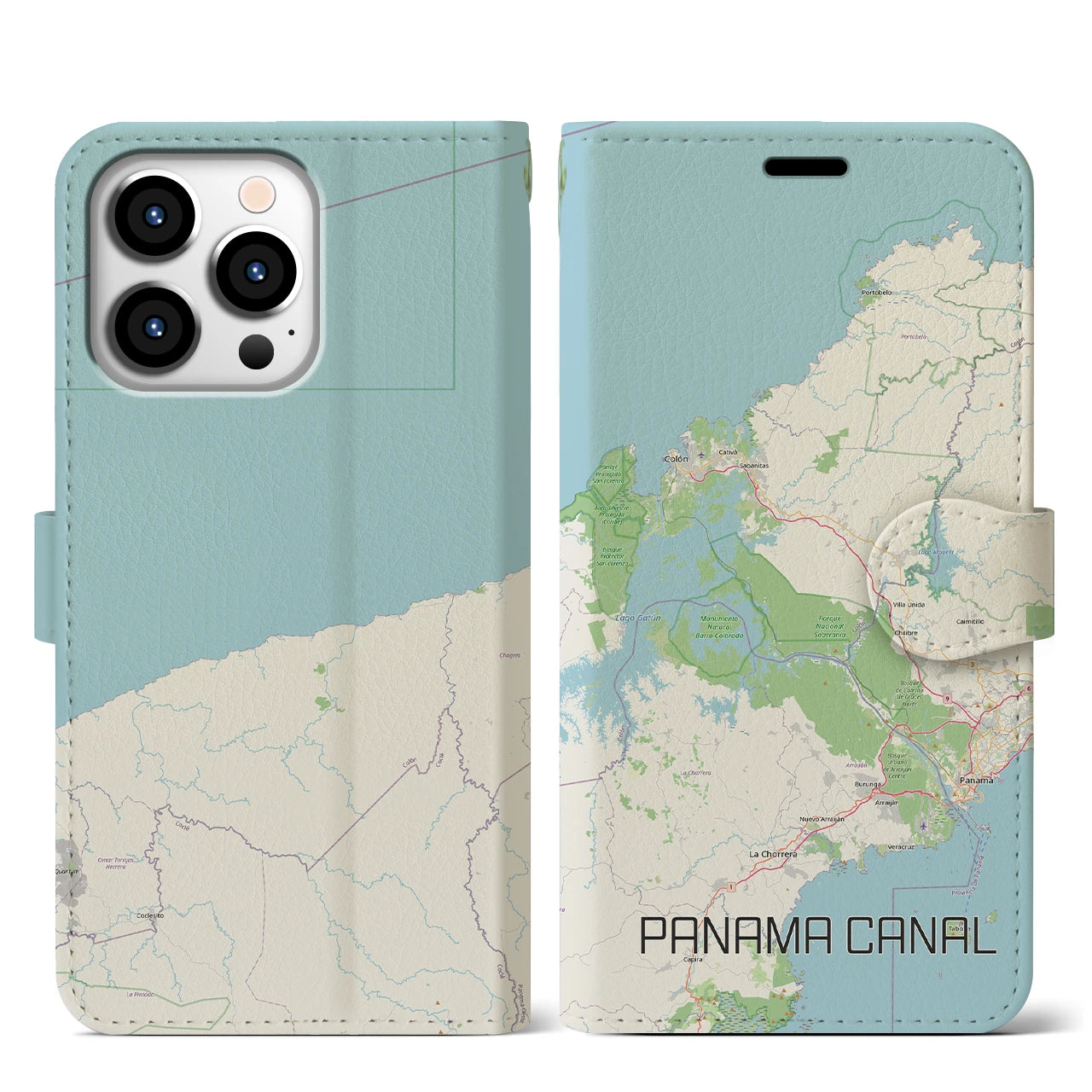 【パナマ運河(パナマ)】地図柄iPhoneケース(手帳タイプ)