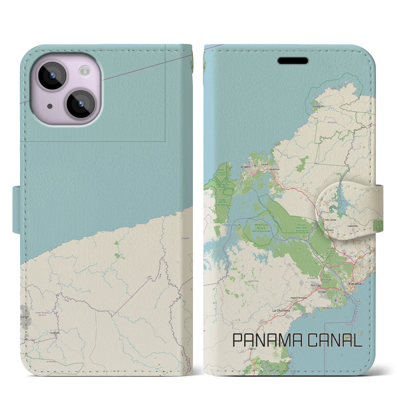 【パナマ運河(パナマ)】地図柄iPhoneケース(手帳タイプ)