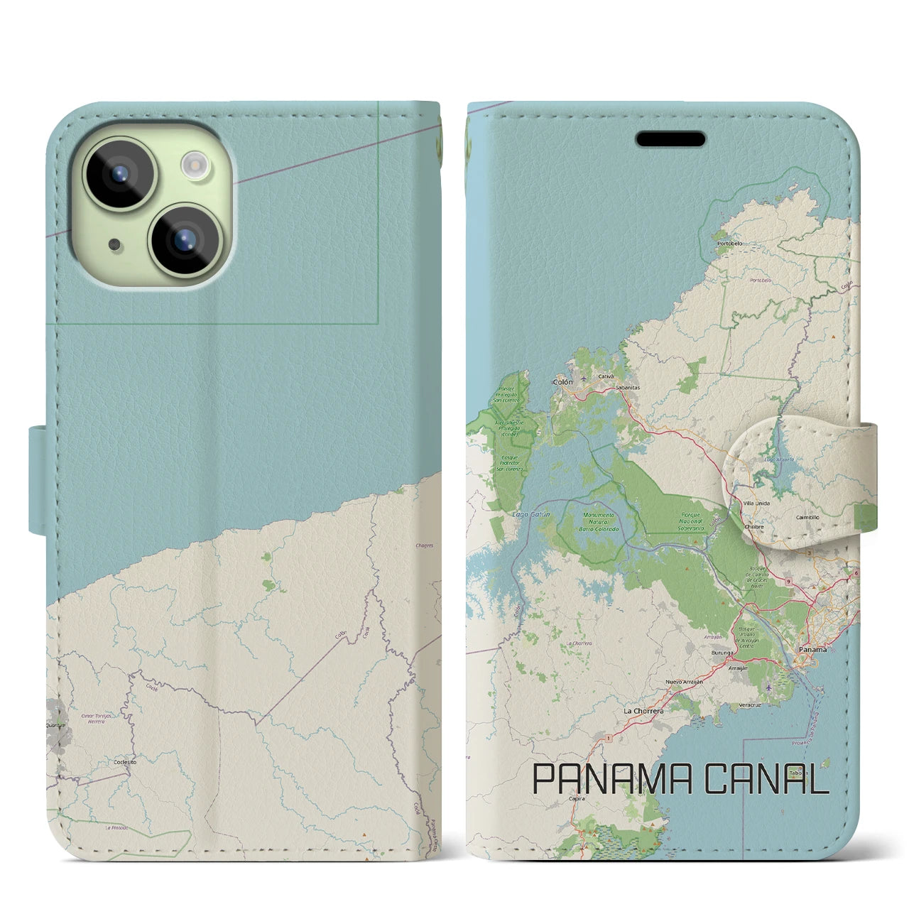 【パナマ運河(パナマ)】地図柄iPhoneケース(手帳タイプ)