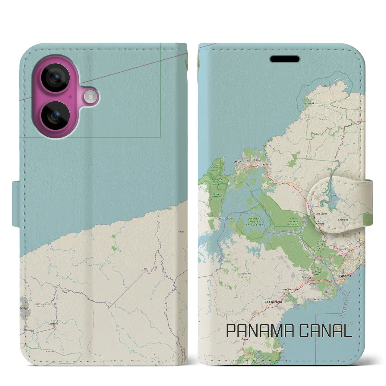 【パナマ運河(パナマ)】地図柄iPhoneケース(手帳タイプ)