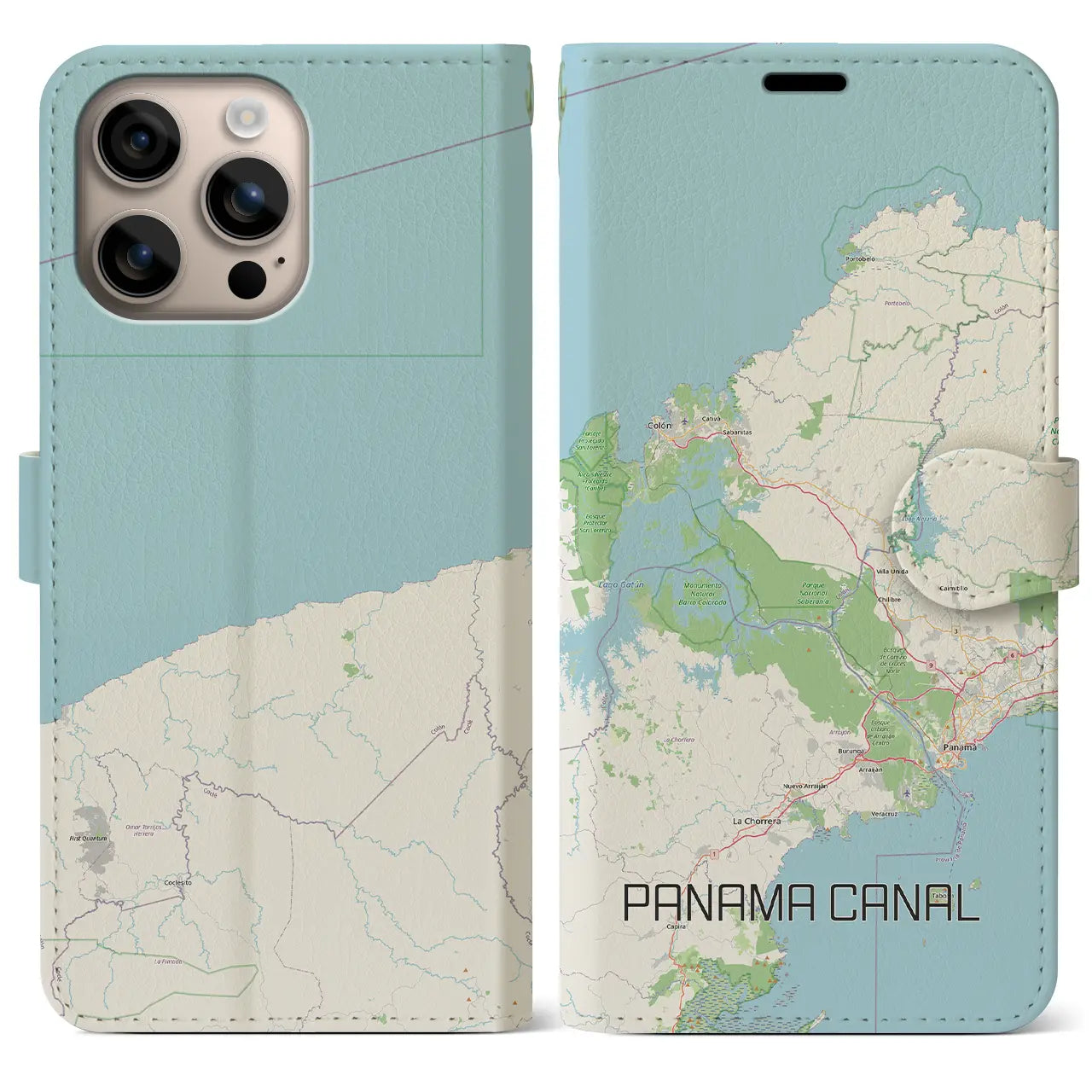 【パナマ運河(パナマ)】地図柄iPhoneケース(手帳タイプ)
