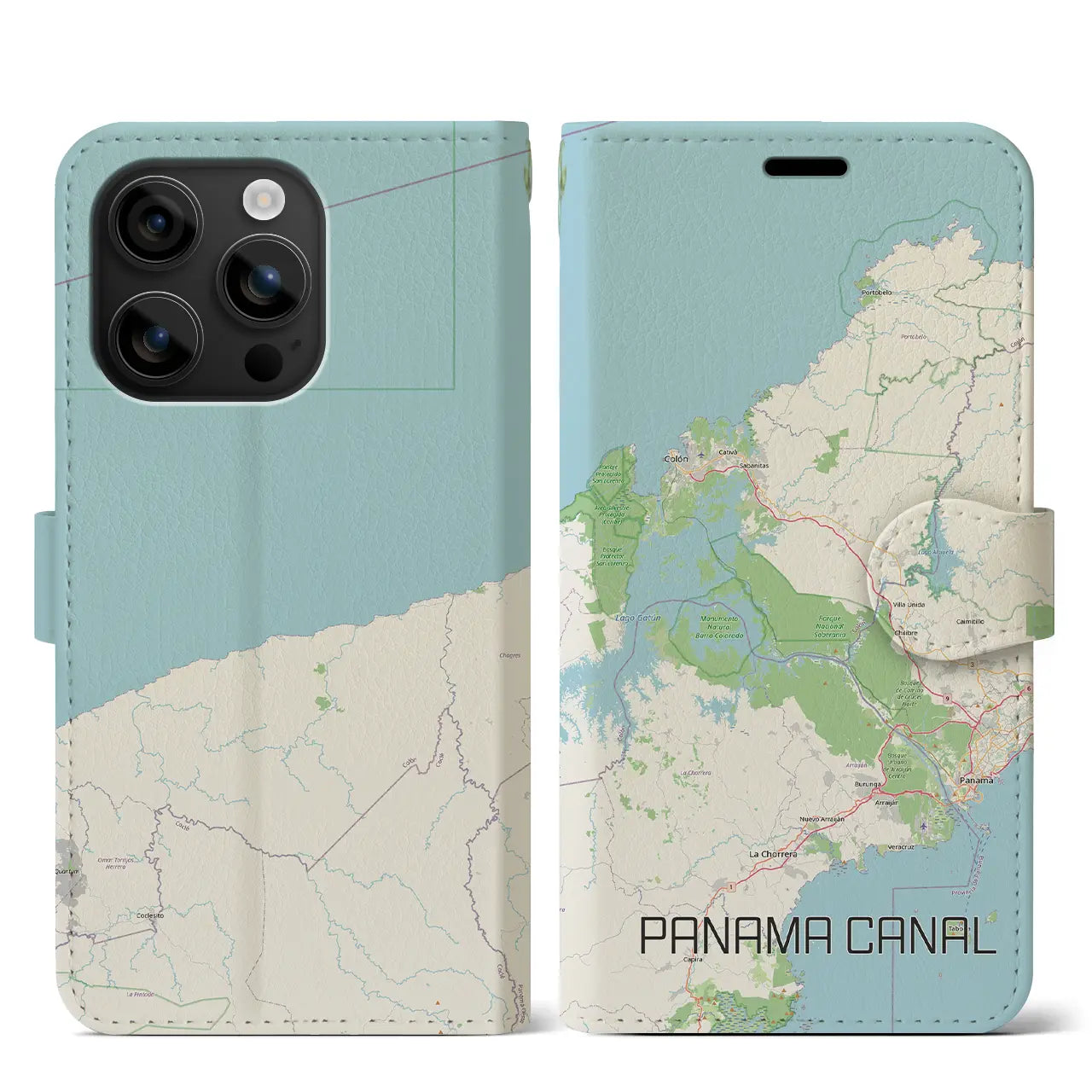 【パナマ運河(パナマ)】地図柄iPhoneケース(手帳タイプ)