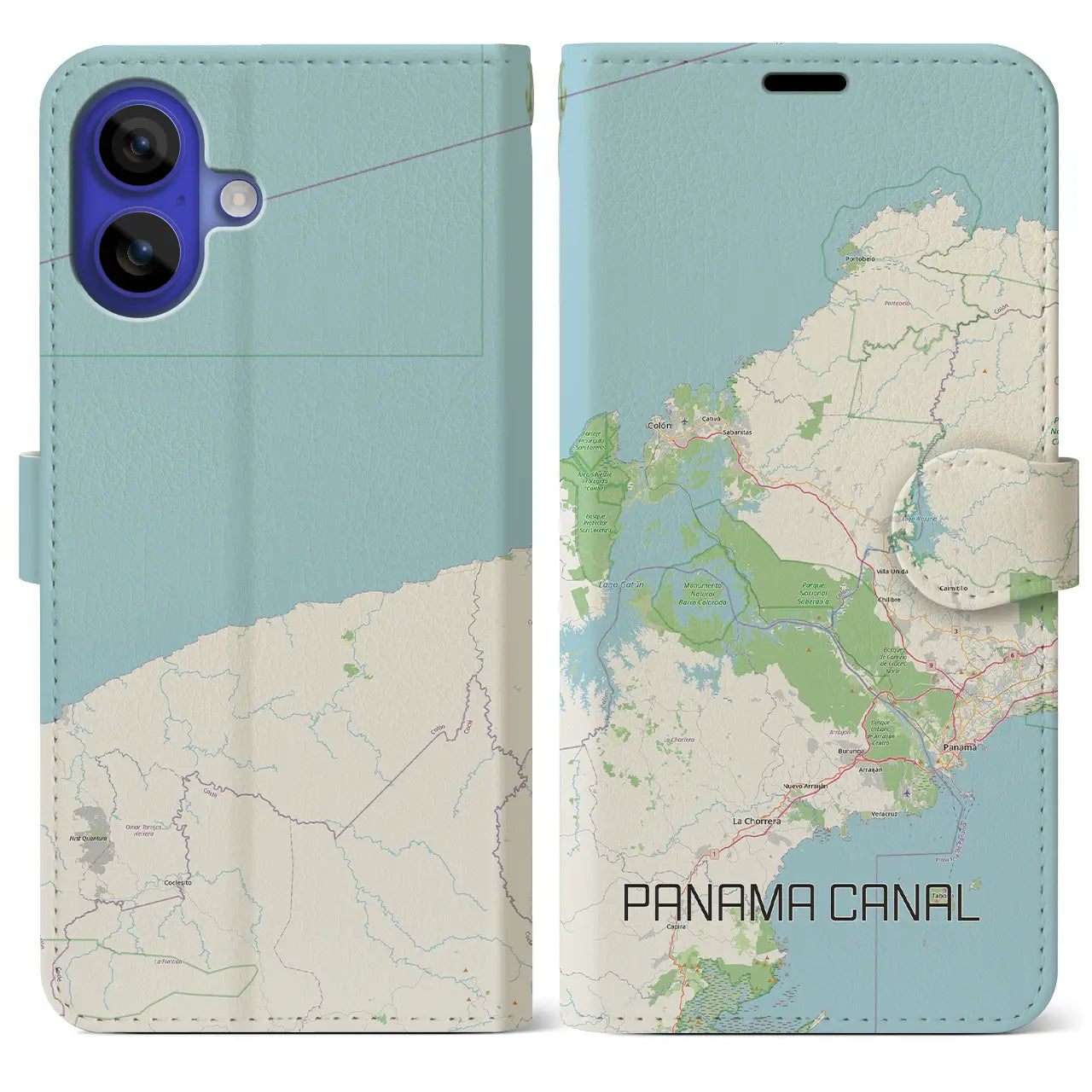 【パナマ運河(パナマ)】地図柄iPhoneケース(手帳タイプ)