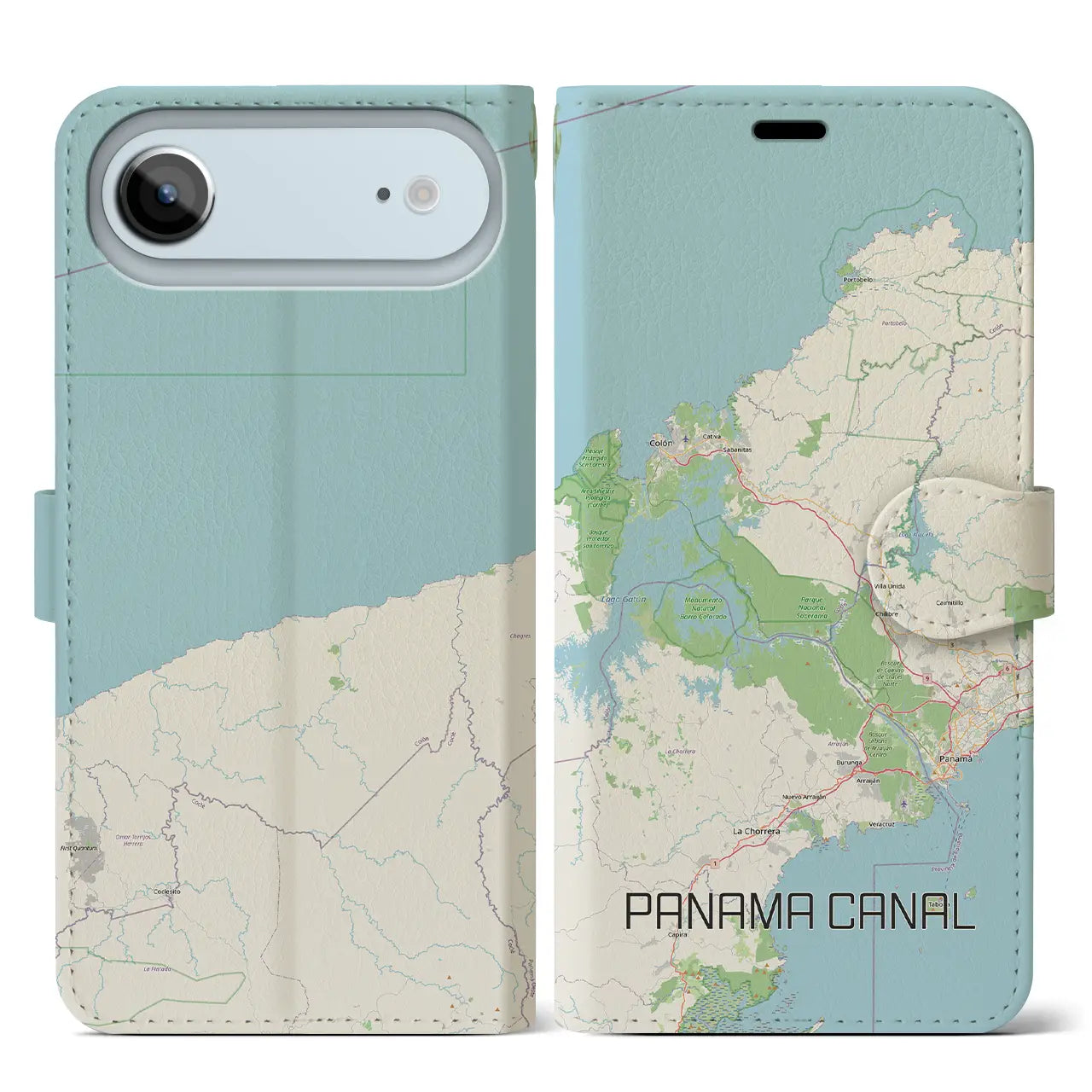 【パナマ運河(パナマ)】地図柄iPhoneケース(手帳タイプ)