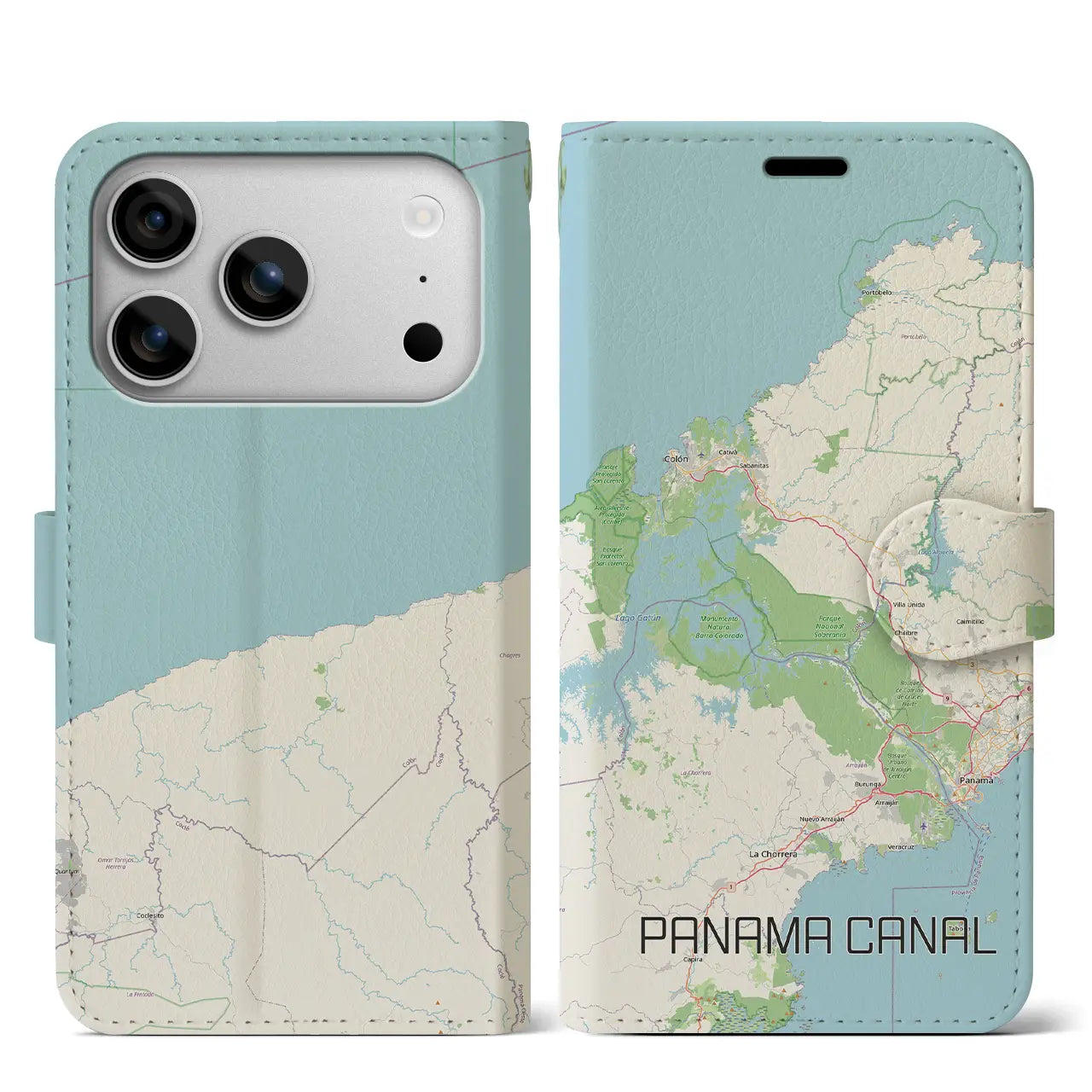 【パナマ運河(パナマ)】地図柄iPhoneケース(手帳タイプ)