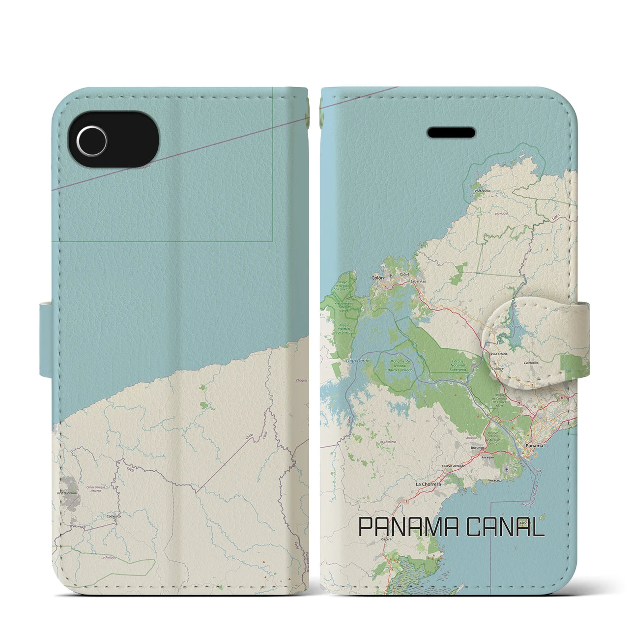 【パナマ運河(パナマ)】地図柄iPhoneケース(手帳タイプ)