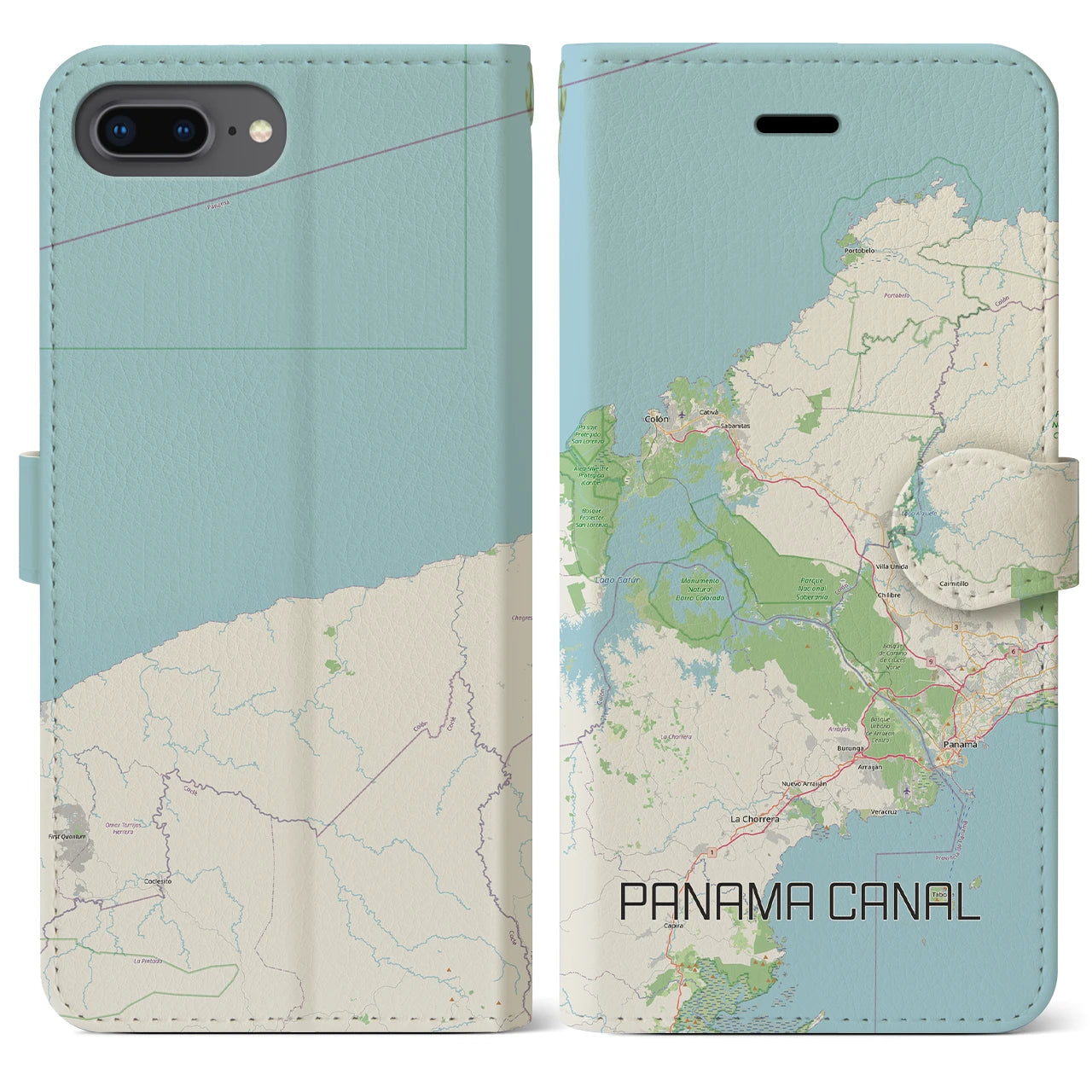 【パナマ運河(パナマ)】地図柄iPhoneケース(手帳タイプ)