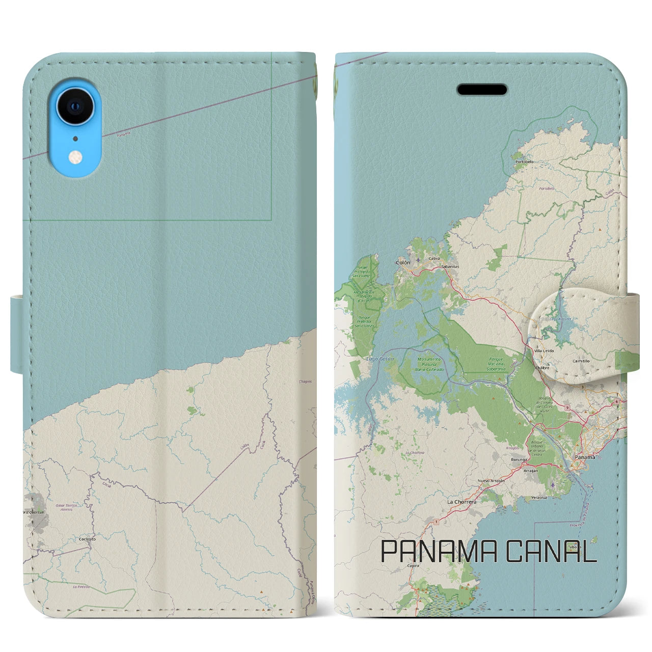 【パナマ運河(パナマ)】地図柄iPhoneケース(手帳タイプ)