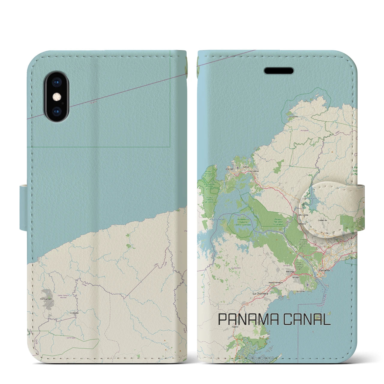 【パナマ運河(パナマ)】地図柄iPhoneケース(手帳タイプ)