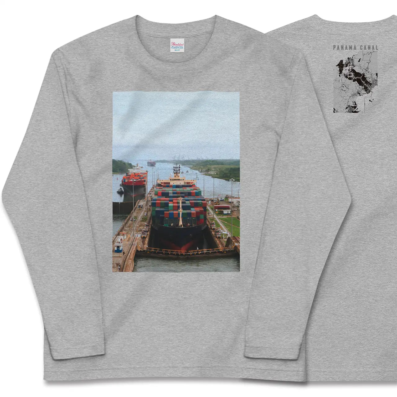 【パナマ運河(パナマ)】Map World ロングスリーブTシャツ