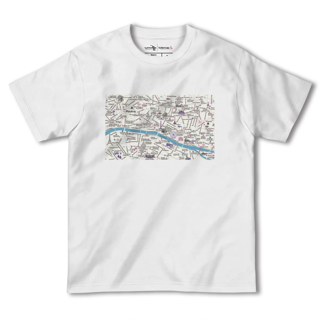【パリ(フランス)】イラストマップTシャツ