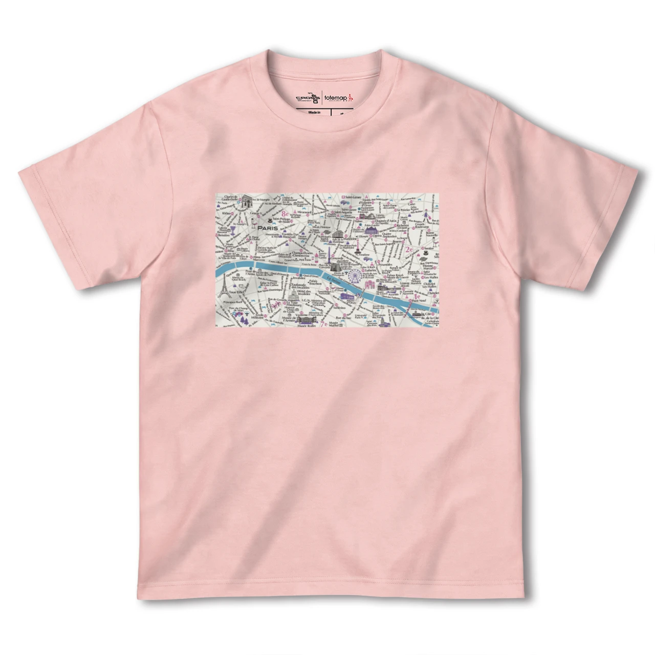 【パリ(フランス)】イラストマップTシャツ