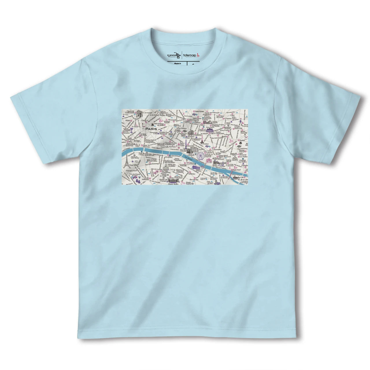 【パリ(フランス)】イラストマップTシャツ