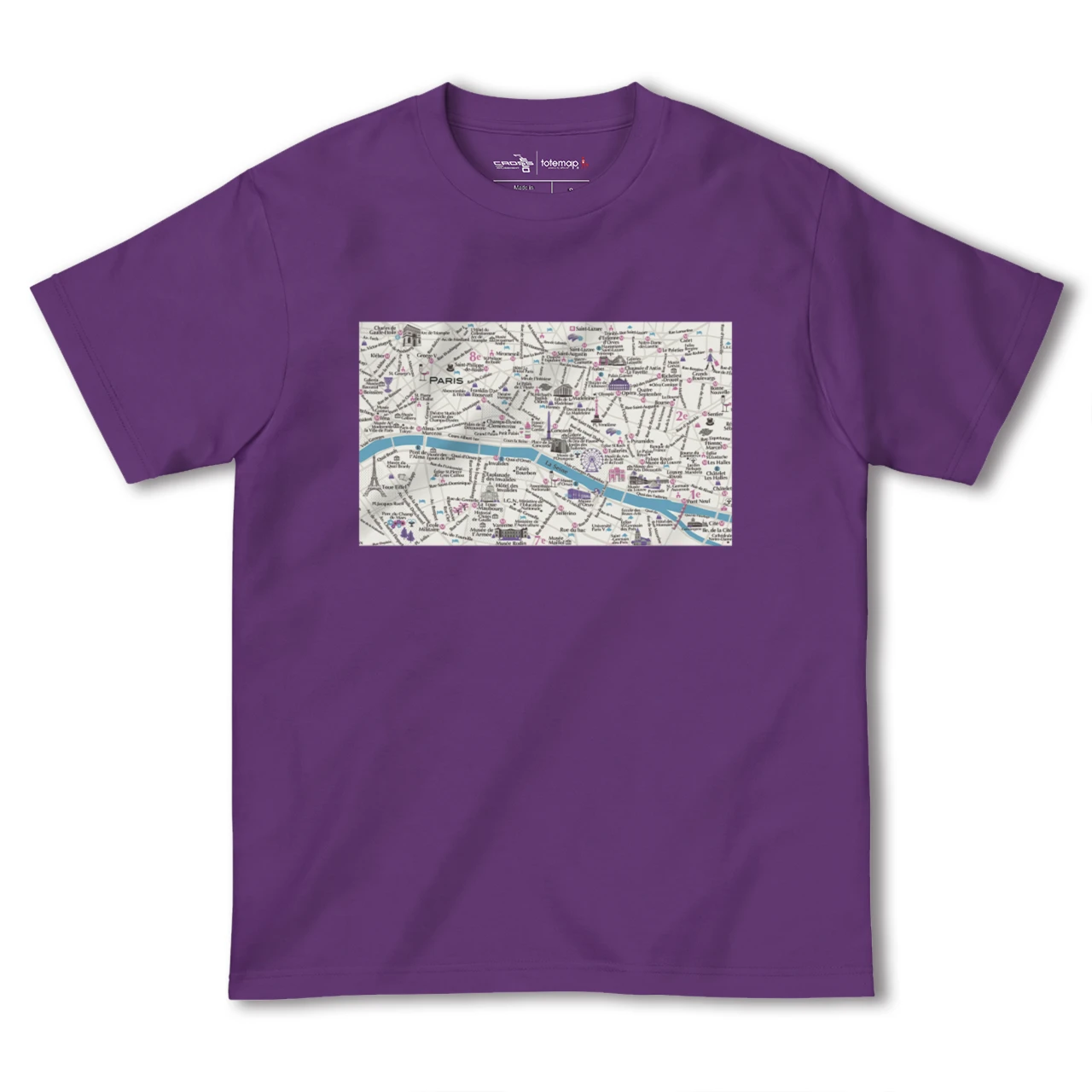 【パリ(フランス)】イラストマップTシャツ
