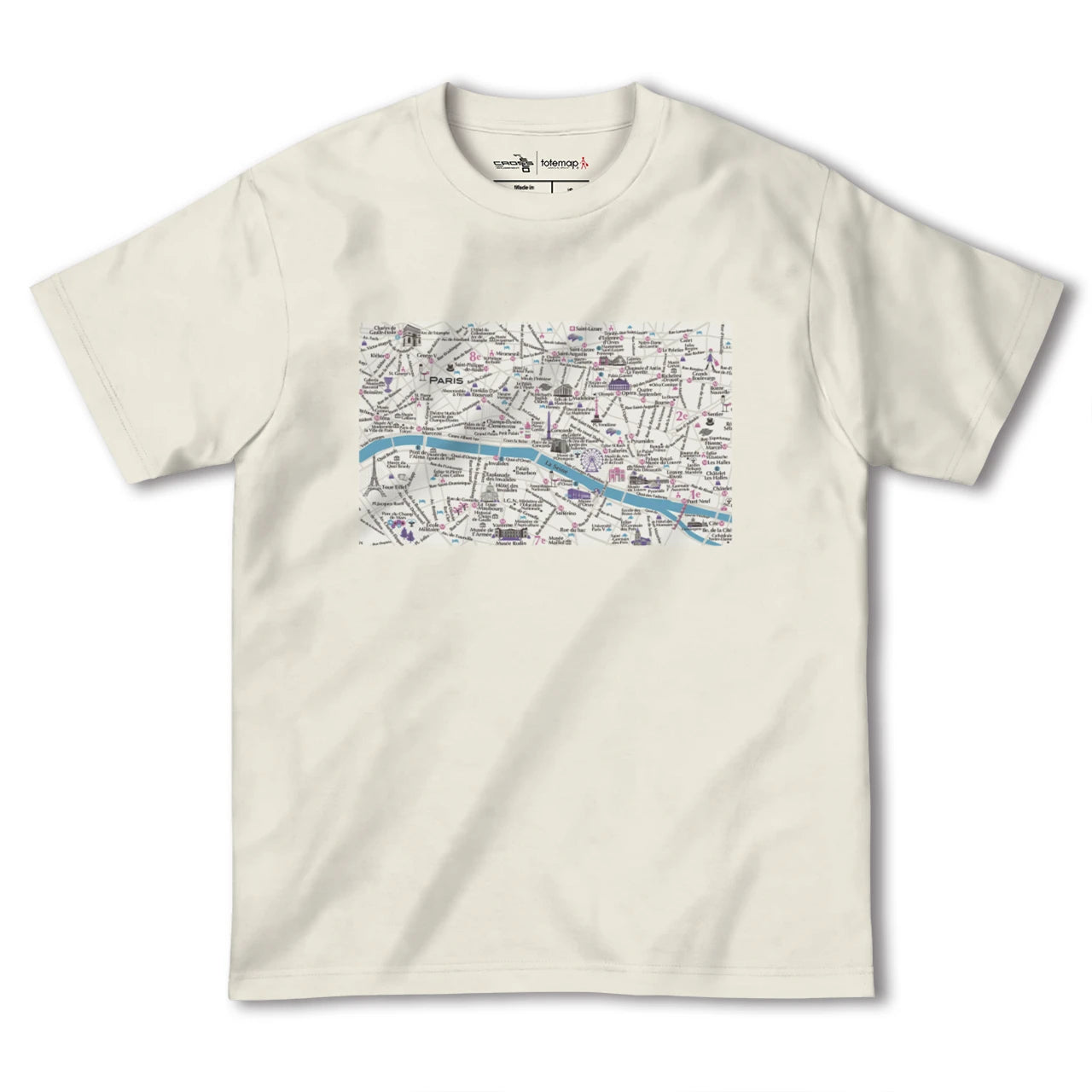 【パリ(フランス)】イラストマップTシャツ
