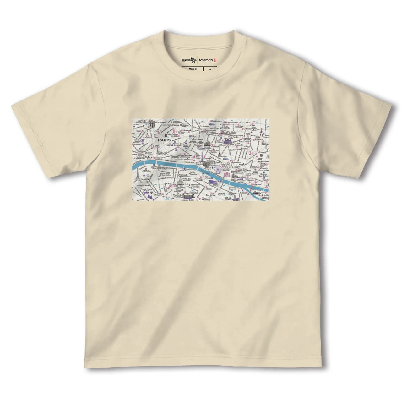 【パリ(フランス)】イラストマップTシャツ