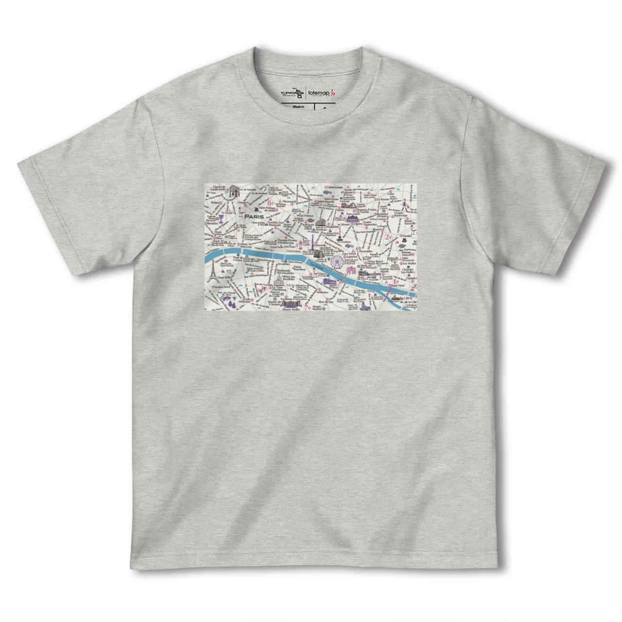 【パリ(フランス)】イラストマップTシャツ