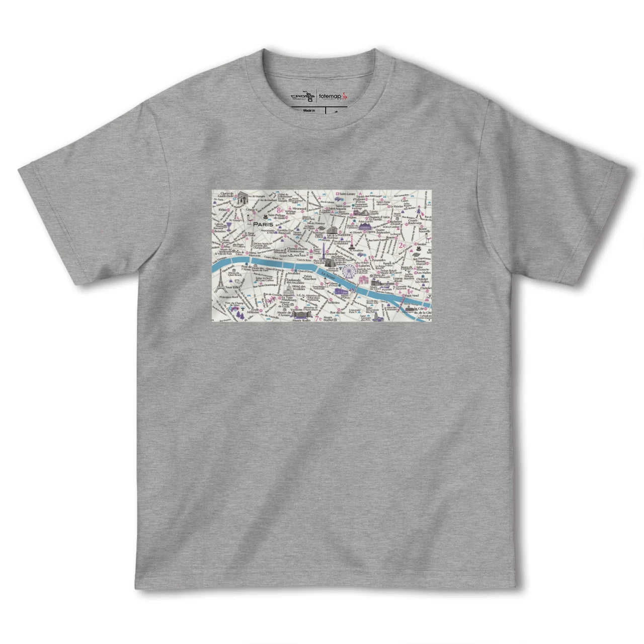 【パリ(フランス)】イラストマップTシャツ