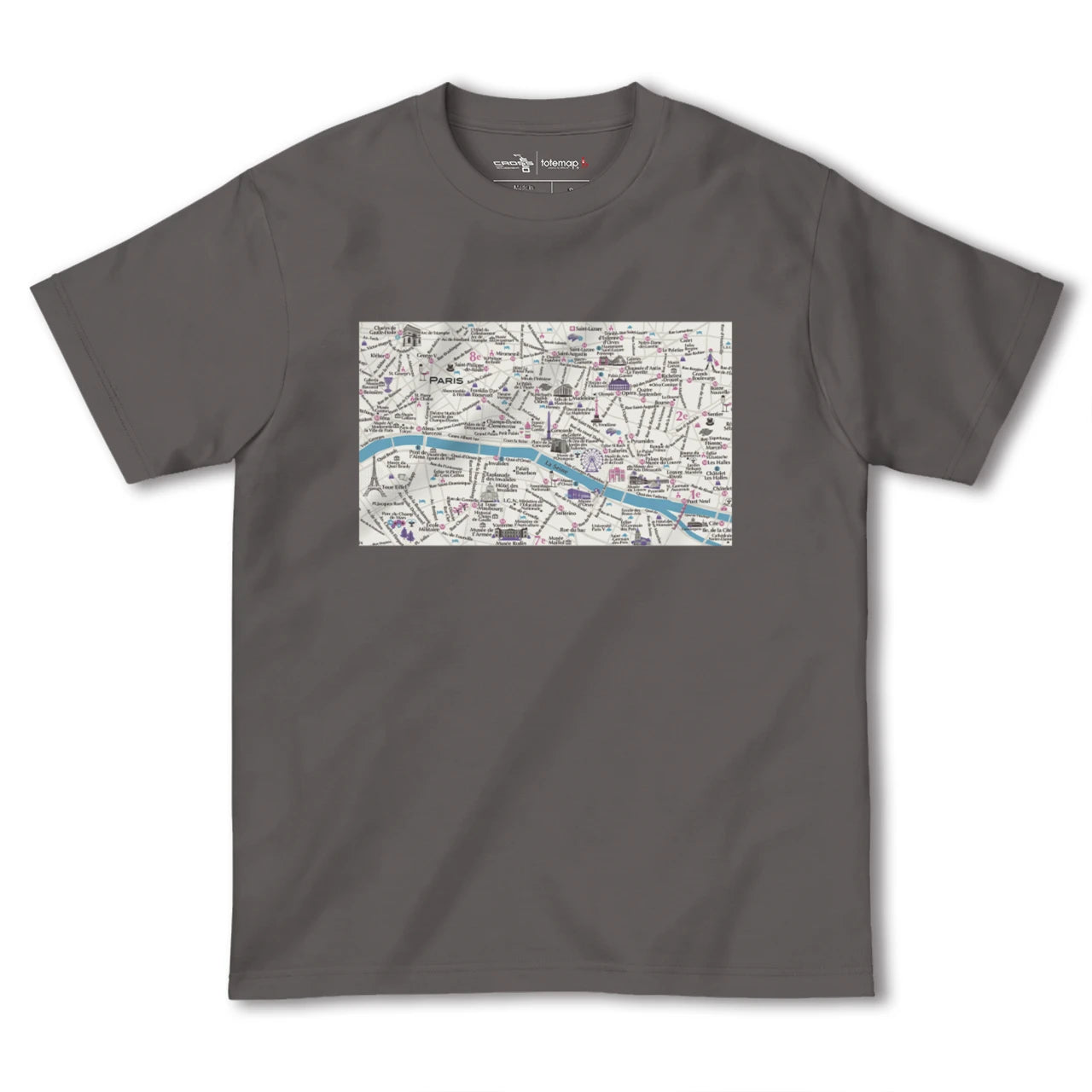 【パリ(フランス)】イラストマップTシャツ