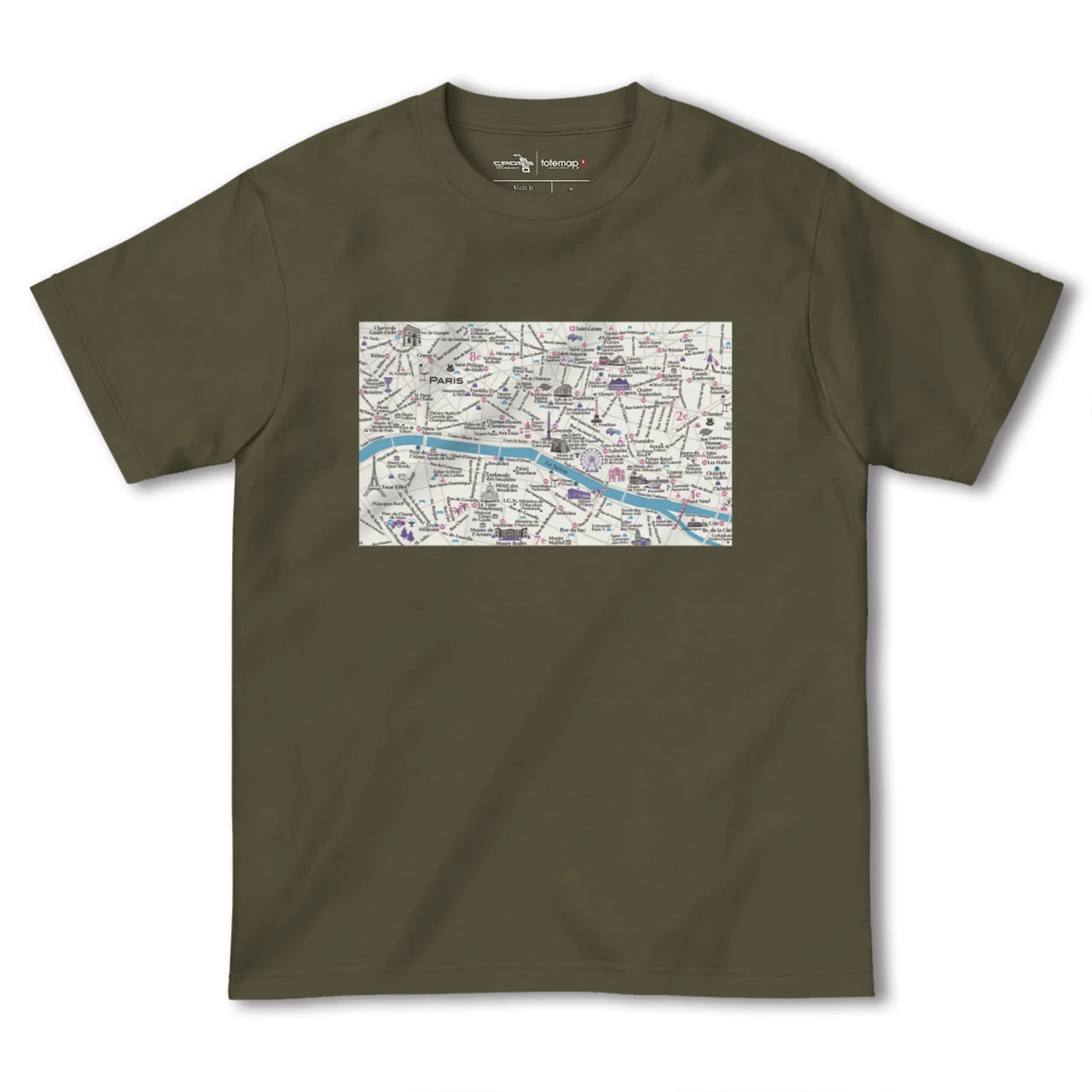 【パリ(フランス)】イラストマップTシャツ