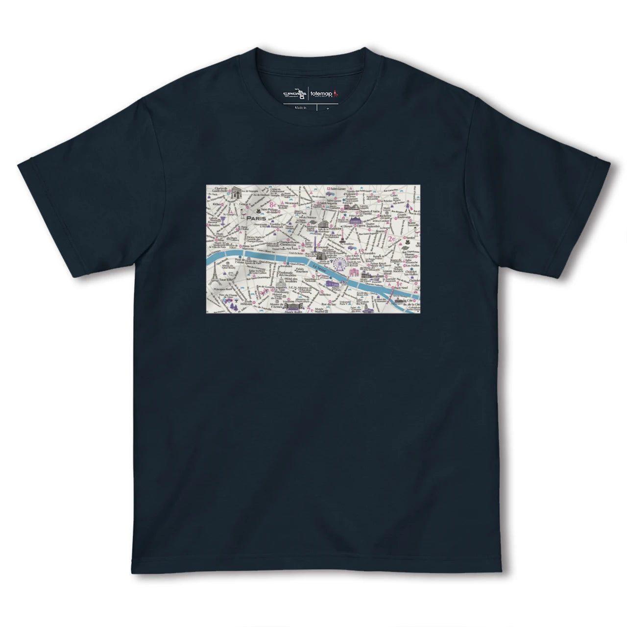 【パリ(フランス)】イラストマップTシャツ