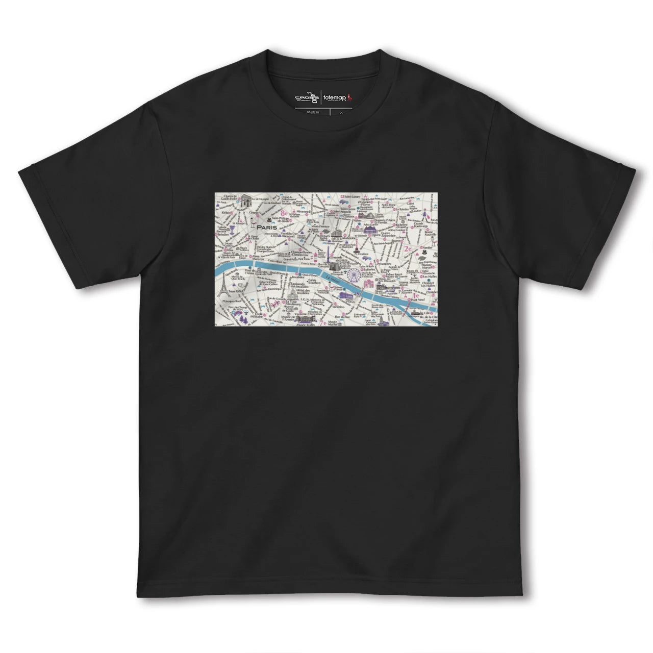 【パリ(フランス)】イラストマップTシャツ