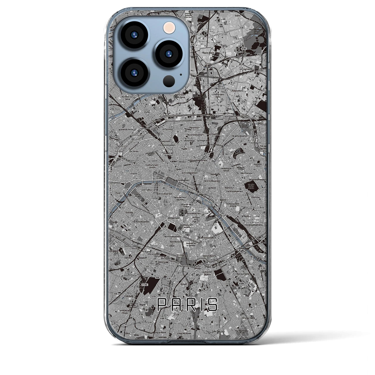 【パリ(フランス)】地図柄iPhoneケース(クリアタイプ)