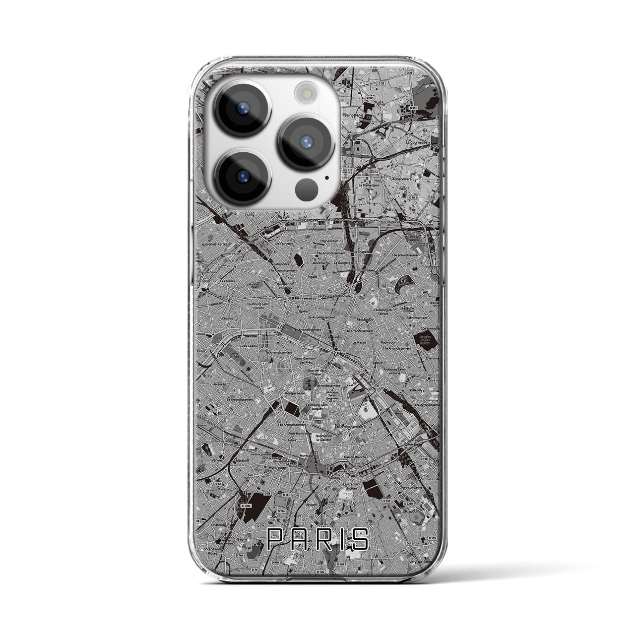 【パリ(フランス)】地図柄iPhoneケース(クリアタイプ)