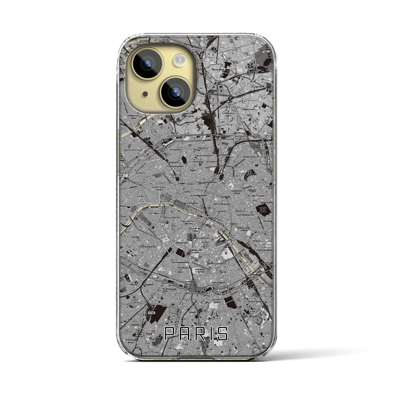 【パリ(フランス)】地図柄iPhoneケース(クリアタイプ)