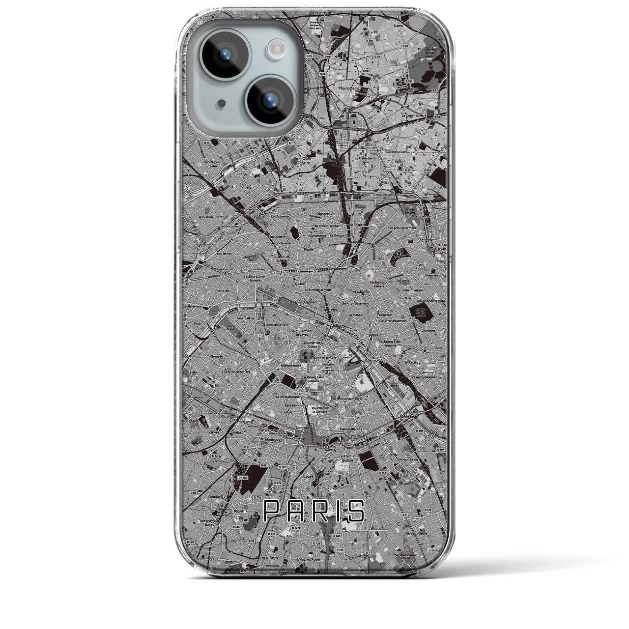 【パリ(フランス)】地図柄iPhoneケース(クリアタイプ)