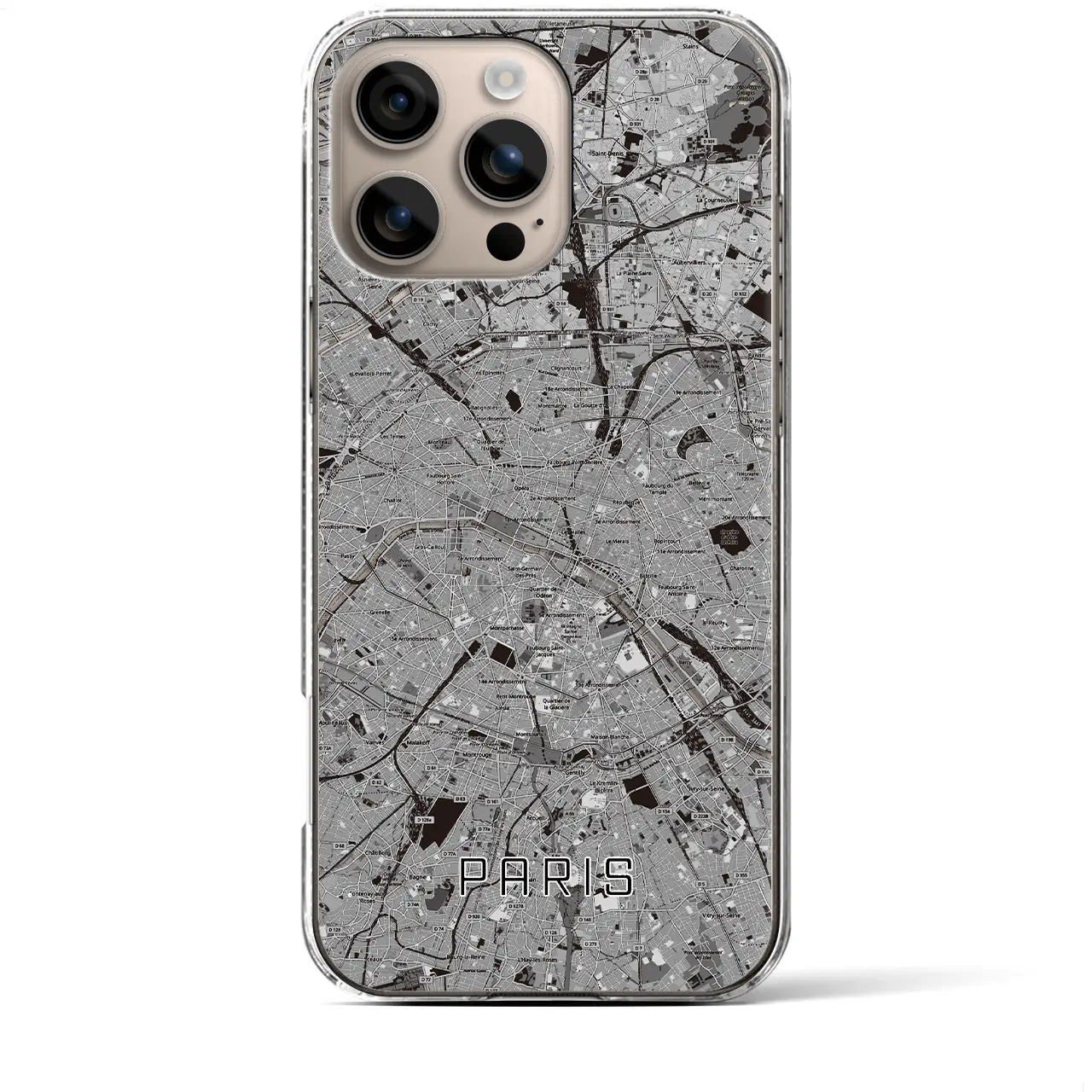 【パリ(フランス)】地図柄iPhoneケース(クリアタイプ)