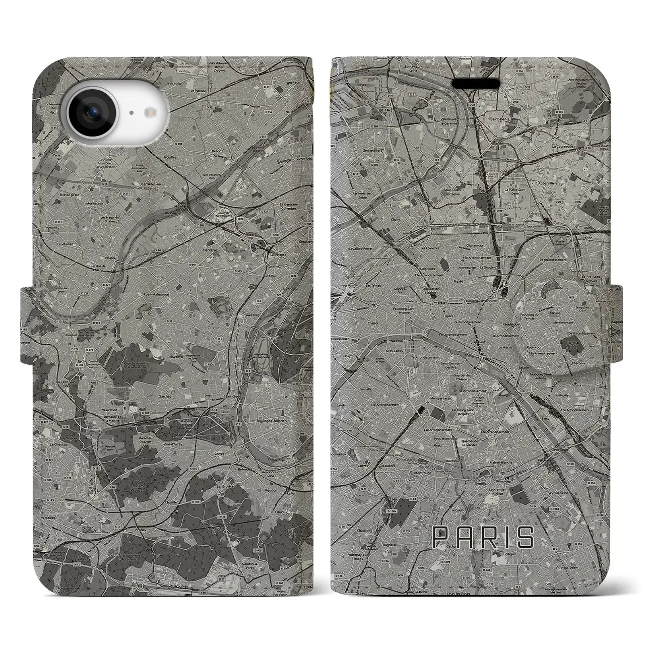 【パリ(フランス)】地図柄iPhoneケース(手帳タイプ)